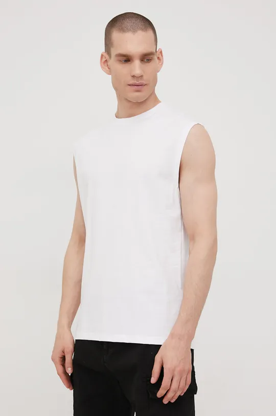 білий Бавовняна футболка Solid Чоловічий