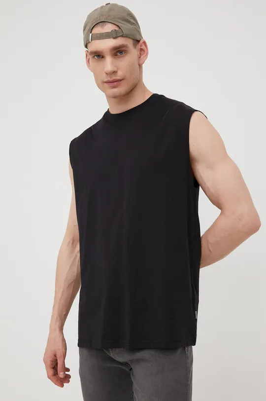Βαμβακερό μπλουζάκι Solid μαύρο