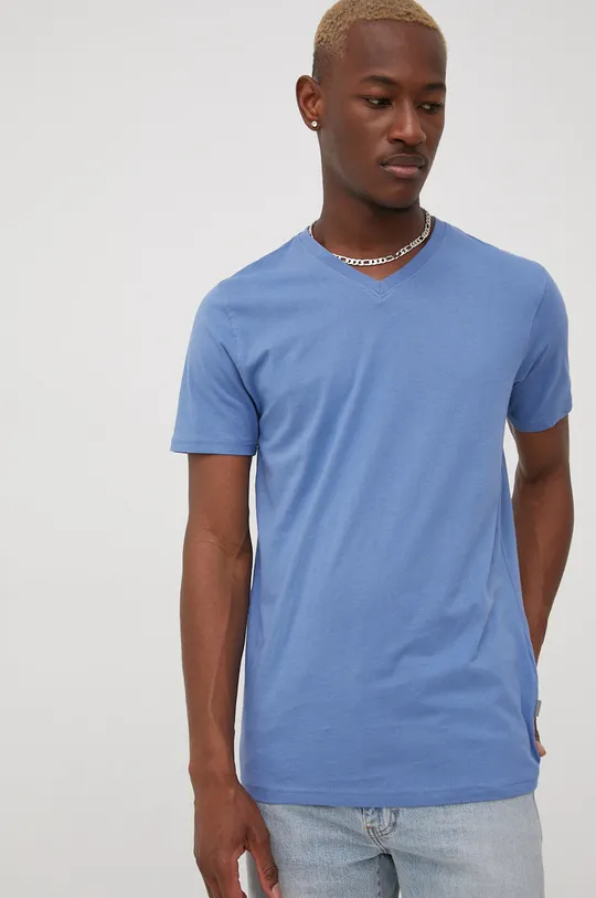 μπλε Βαμβακερό μπλουζάκι Solid Ανδρικά