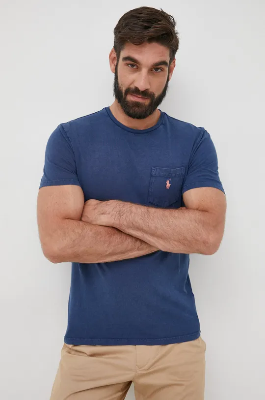 Polo Ralph Lauren t-shirt z domieszką lnu 710867350003 granatowy