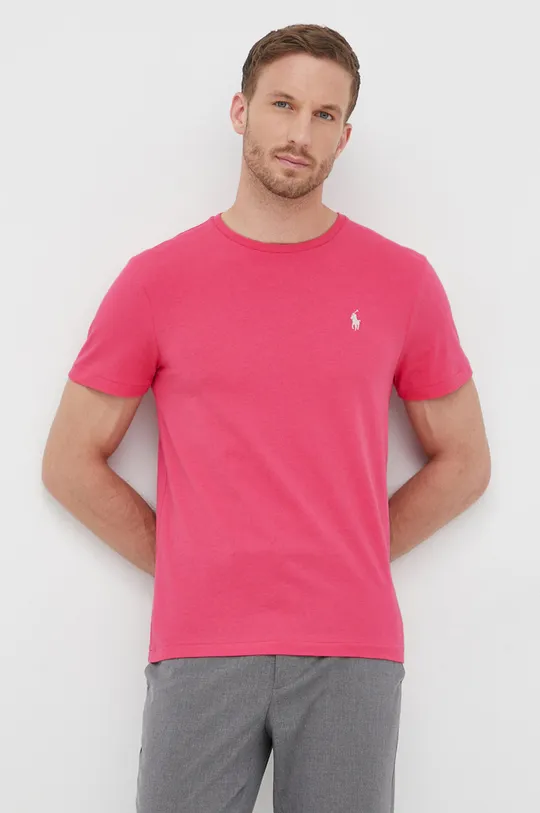 ροζ Βαμβακερό μπλουζάκι Polo Ralph Lauren Ανδρικά