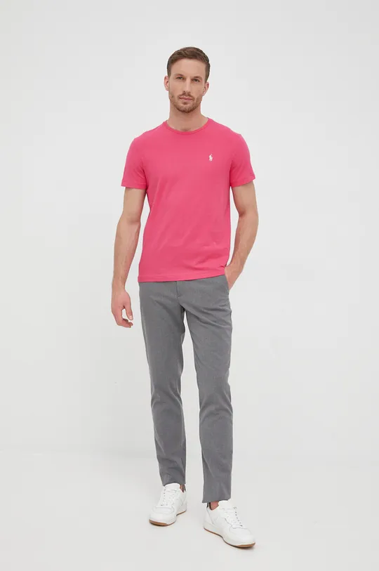 Βαμβακερό μπλουζάκι Polo Ralph Lauren ροζ
