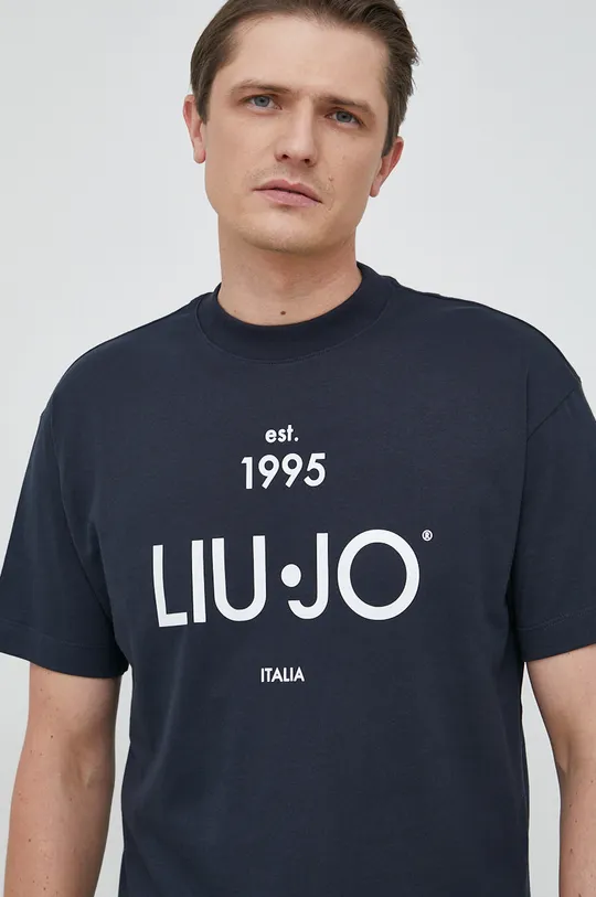 tmavomodrá Bavlnené tričko Liu Jo