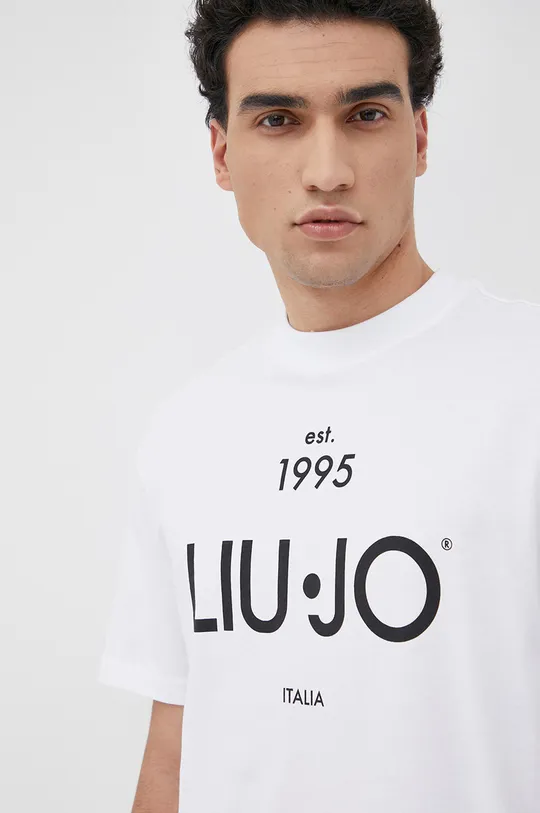 biela Bavlnené tričko Liu Jo Pánsky