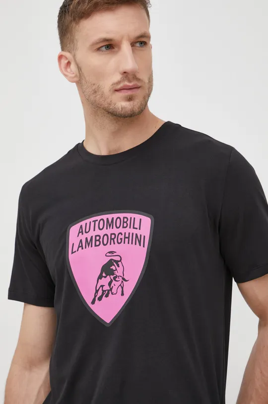μαύρο Βαμβακερό μπλουζάκι Lamborghini