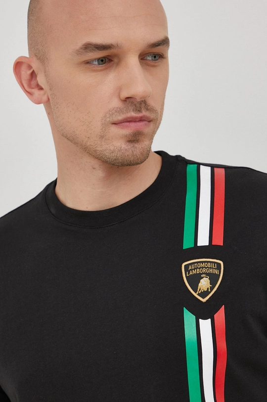 czarny Lamborghini t-shirt bawełniany