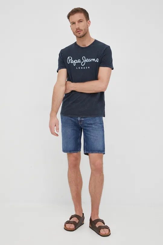 Хлопковая футболка Pepe Jeans Essential Denim Tee N тёмно-синий