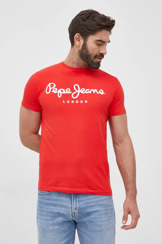 κόκκινο Μπλουζάκι Pepe Jeans Original Stretch N Ανδρικά