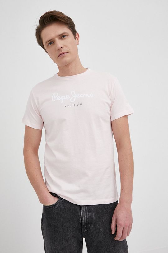 pastelowy różowy Pepe Jeans t-shirt bawełniany EGGO N Męski