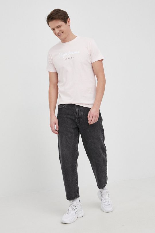 Pepe Jeans t-shirt bawełniany EGGO N pastelowy różowy