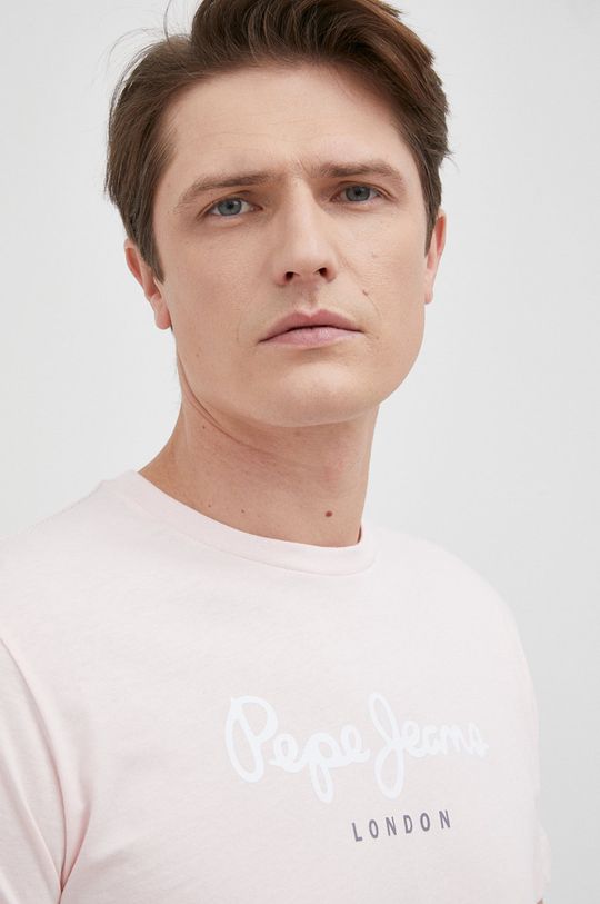 pastelowy różowy Pepe Jeans t-shirt bawełniany EGGO N