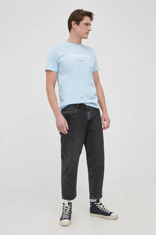 Bavlnené tričko Pepe Jeans Eggo N modrá