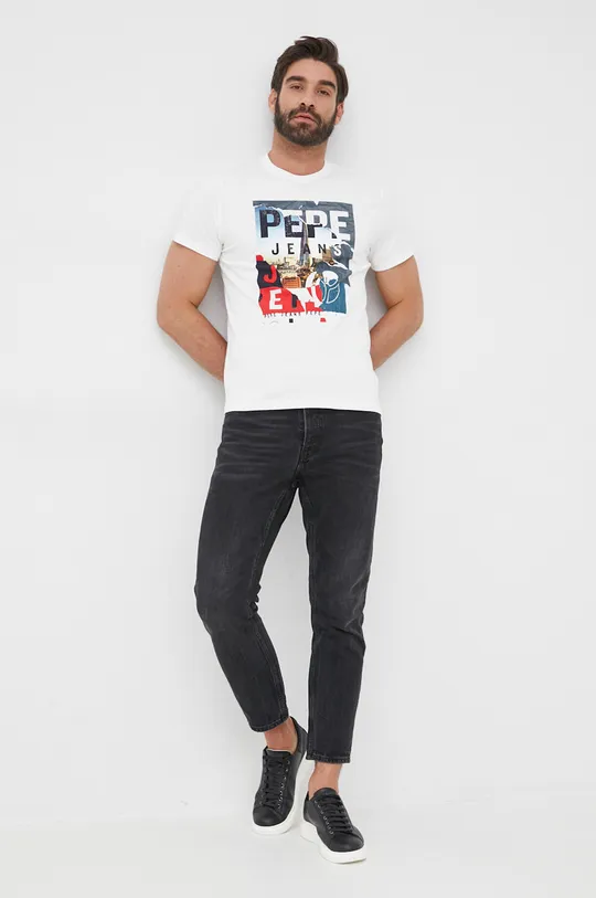Βαμβακερό μπλουζάκι Pepe Jeans Ainsley λευκό