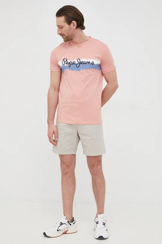 Βαμβακερό μπλουζάκι Pepe Jeans Akeem ροζ