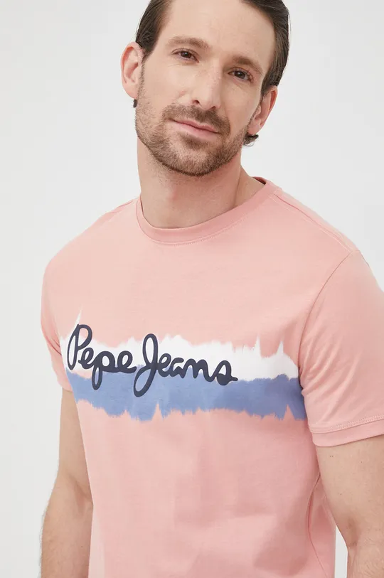 ροζ Βαμβακερό μπλουζάκι Pepe Jeans Akeem