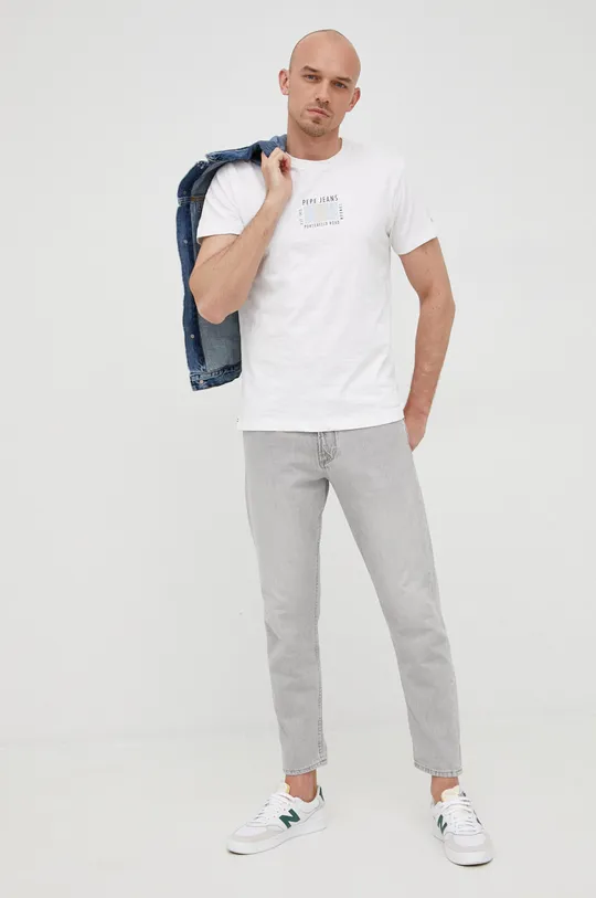 Βαμβακερό μπλουζάκι Pepe Jeans Azzo λευκό