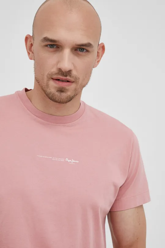 ροζ Pepe Jeans - Βαμβακερό μπλουζάκι Andreas Ανδρικά