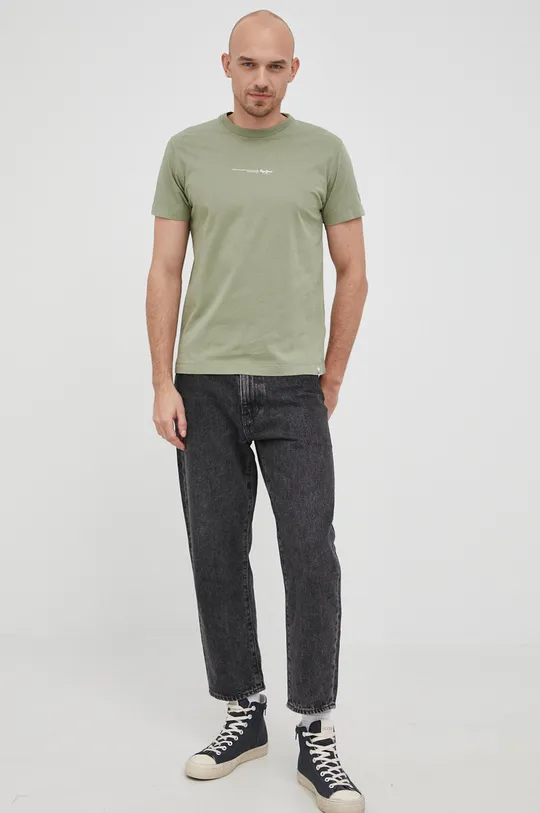 Pepe Jeans t-shirt bawełniany ANDREAS zielony