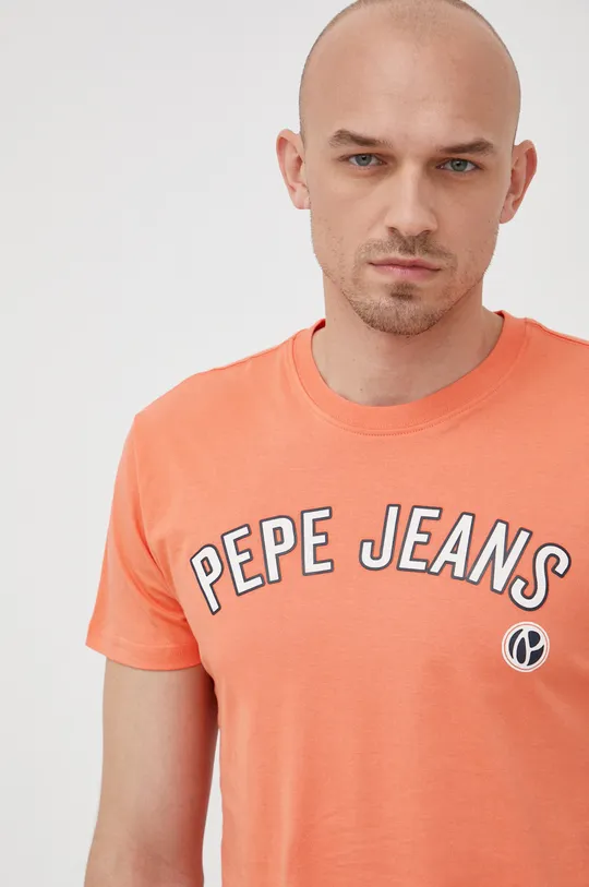 oranžová Bavlnené tričko Pepe Jeans Alessio Pánsky