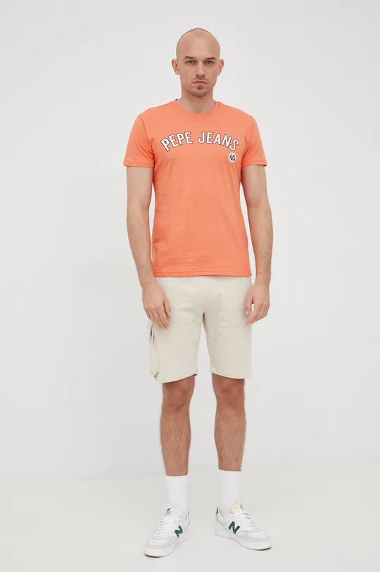 Bavlnené tričko Pepe Jeans Alessio oranžová
