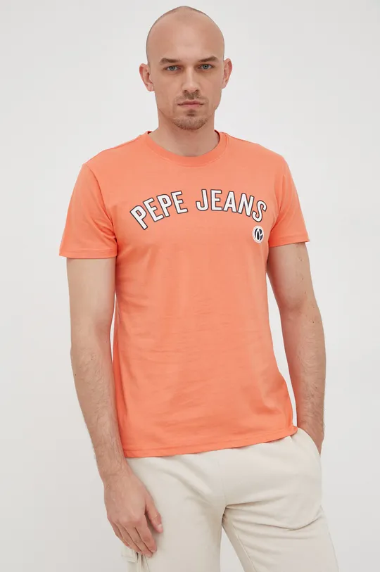 pomarańczowy Pepe Jeans t-shirt bawełniany ALESSIO