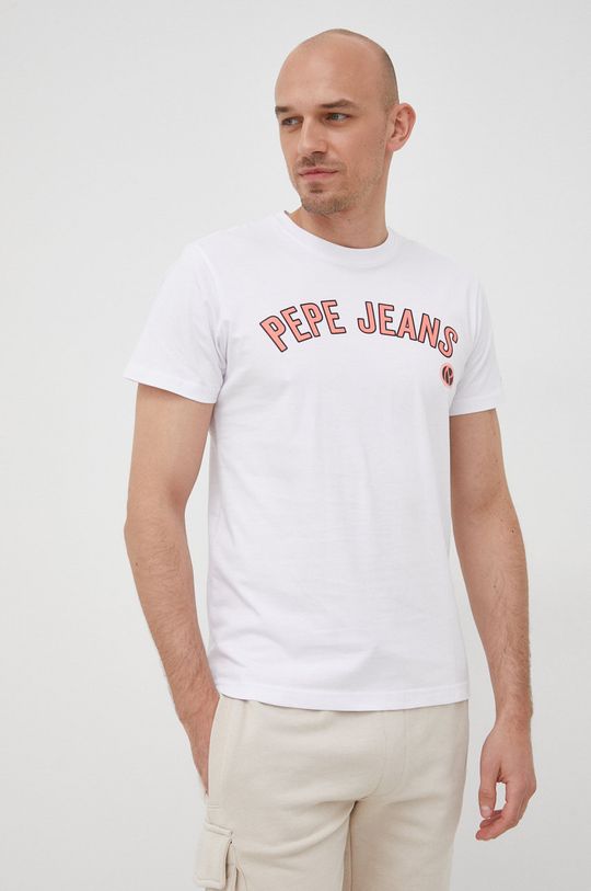biały Pepe Jeans t-shirt bawełniany ALESSIO Męski