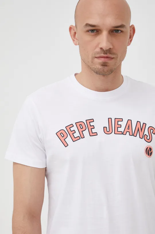 biały Pepe Jeans t-shirt bawełniany ALESSIO