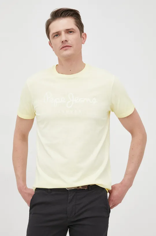 żółty Pepe Jeans t-shirt bawełniany WEST SIR NEW N Męski