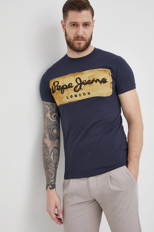 σκούρο μπλε Βαμβακερό μπλουζάκι Pepe Jeans Charing N Ανδρικά