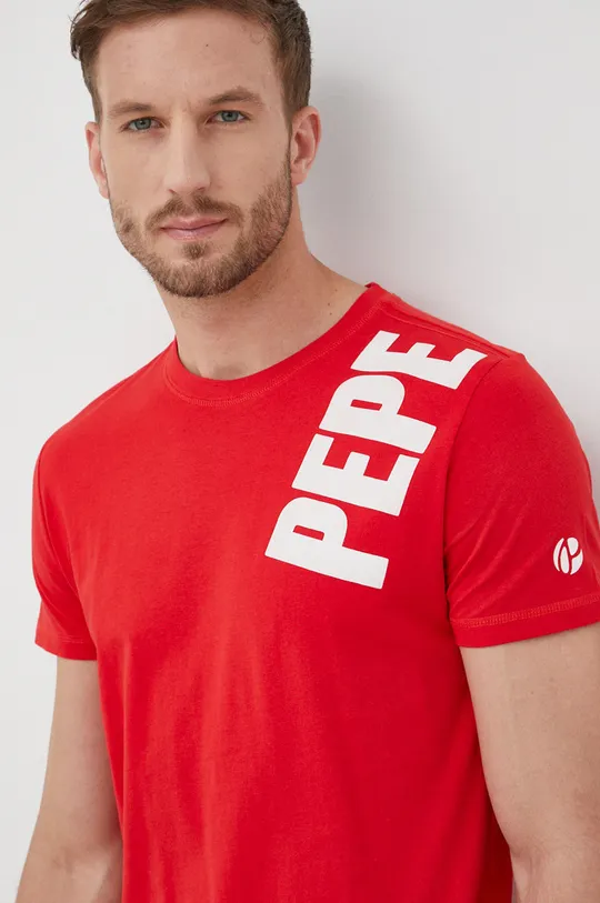 czerwony Pepe Jeans t-shirt bawełniany AEROL