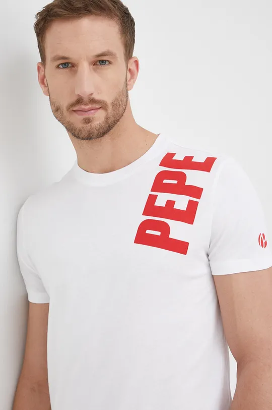 λευκό Βαμβακερό μπλουζάκι Pepe Jeans Aerol