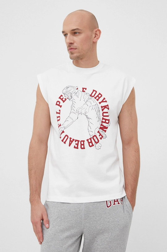 biały Drykorn t-shirt bawełniany Męski