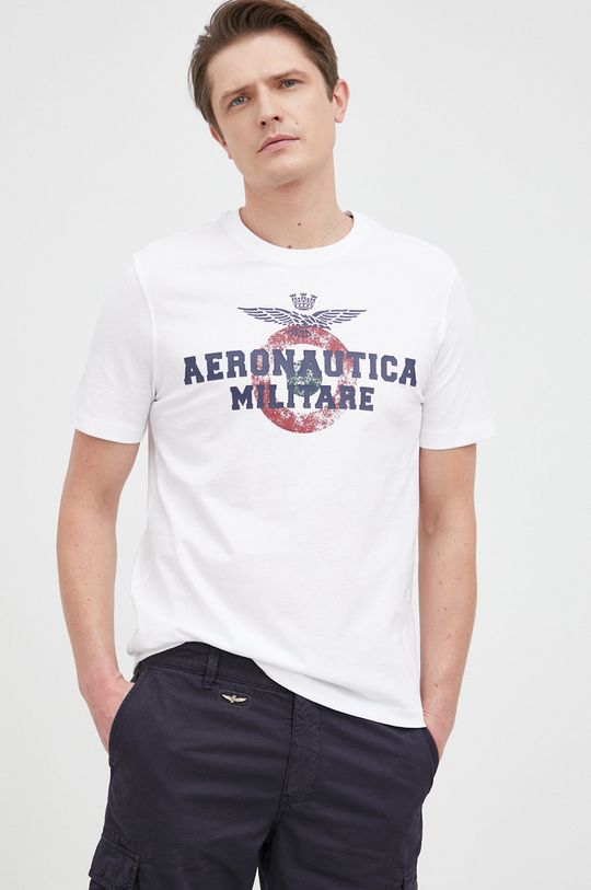 Bavlnené tričko Aeronautica Militare biela