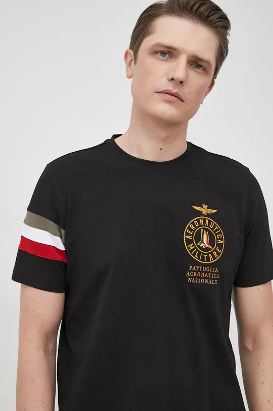 fekete Aeronautica Militare t-shirt Férfi