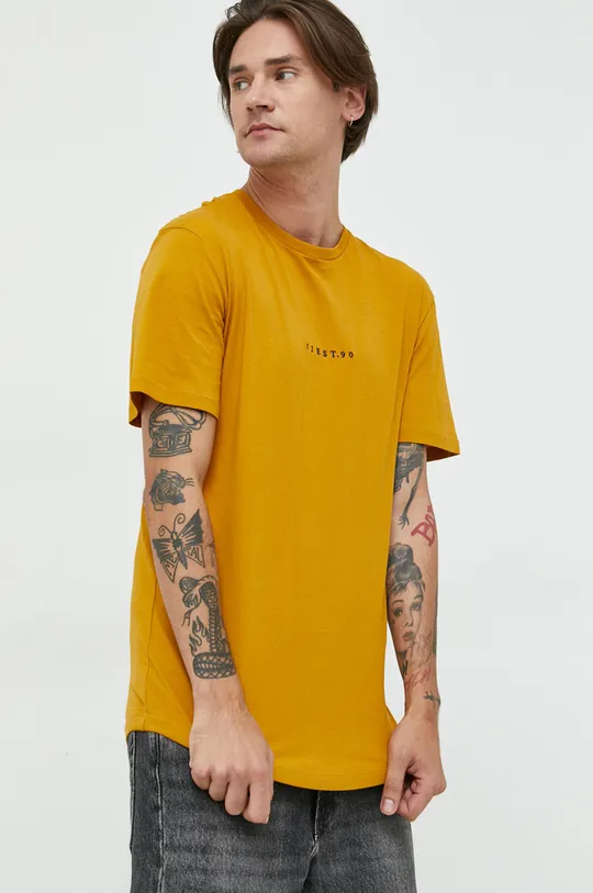 rumena Bombažna kratka majica Jack & Jones Moški