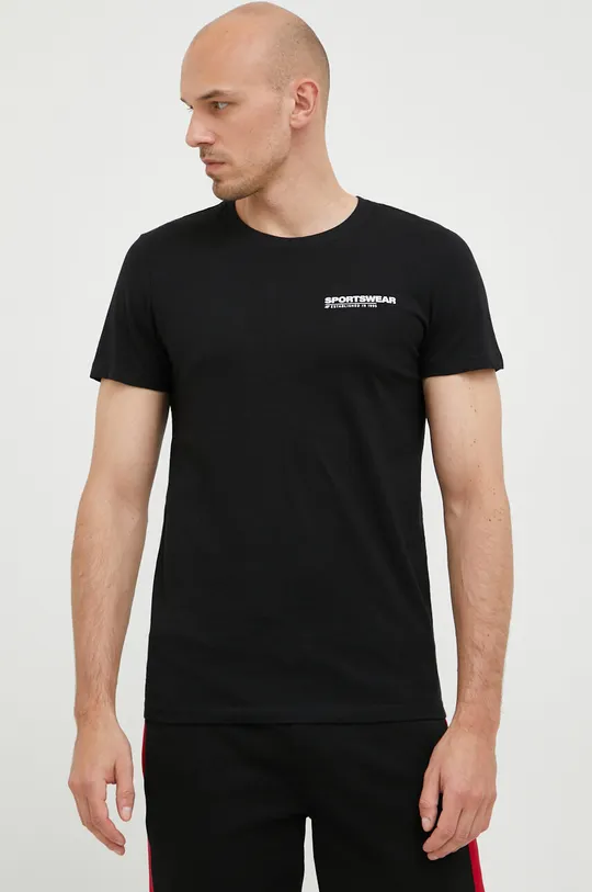 czarny 4F t-shirt bawełniany Męski