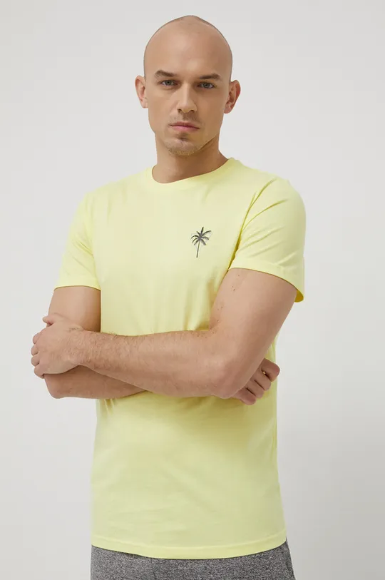 κίτρινο Βαμβακερό μπλουζάκι 4F Ανδρικά