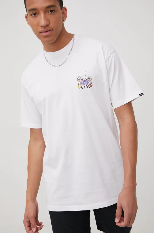 Βαμβακερό μπλουζάκι Vans X Ashley λευκό
