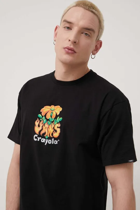 μαύρο Βαμβακερό μπλουζάκι Vans Crayola