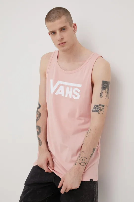ροζ Βαμβακερό μπλουζάκι Vans Ανδρικά