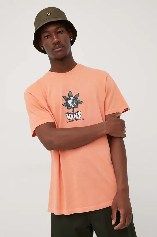 oranžová Bavlnené tričko Vans Pánsky