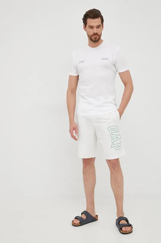 Βαμβακερό μπλουζάκι Sisley λευκό