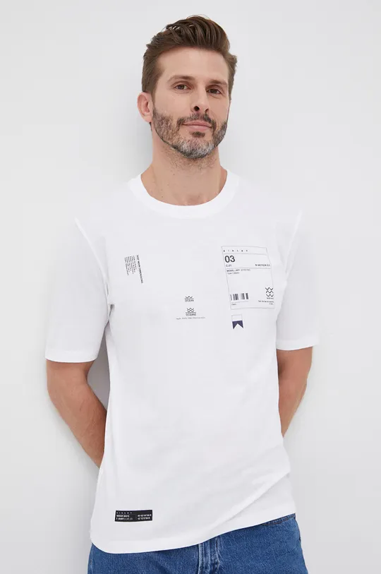 biały Sisley t-shirt bawełniany