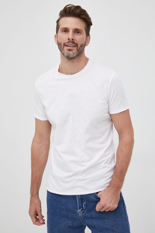 bílá Bavlněné tričko Sisley Pánský