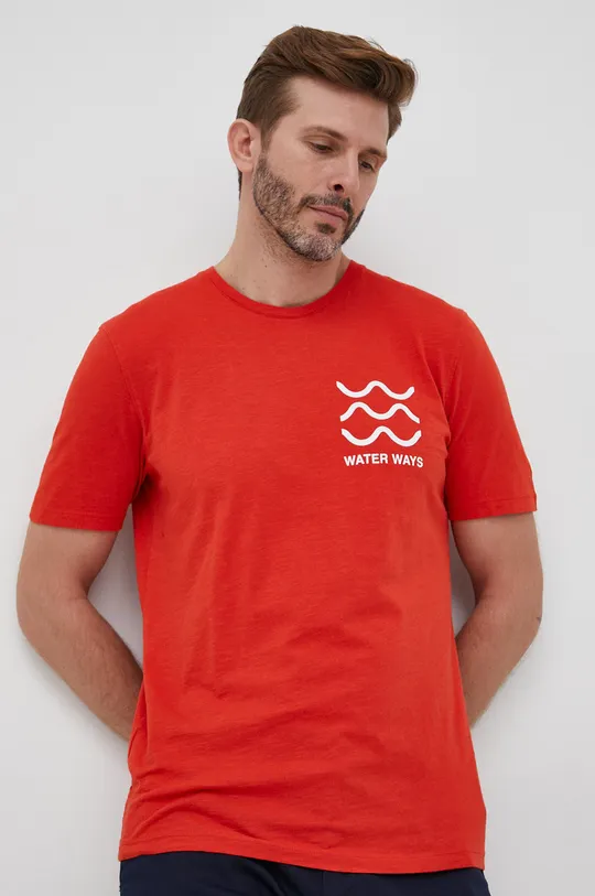 κόκκινο Βαμβακερό μπλουζάκι Sisley Ανδρικά