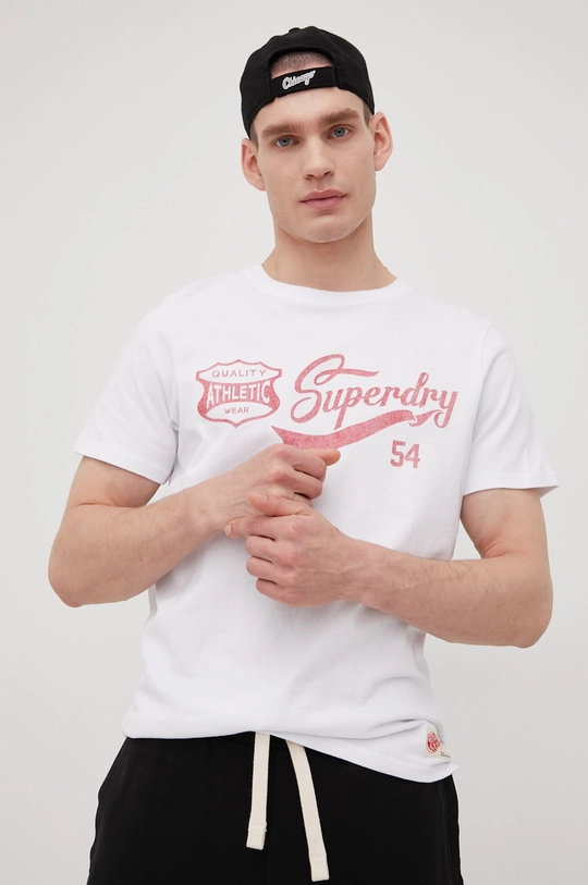 biały Superdry t-shirt bawełniany