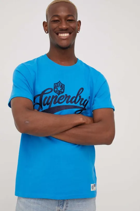 niebieski Superdry t-shirt bawełniany Męski