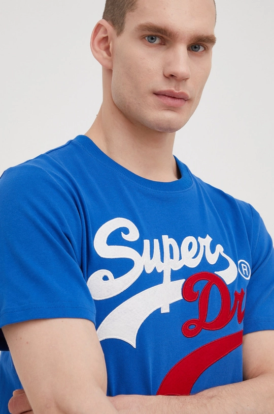 niebieski Superdry t-shirt bawełniany