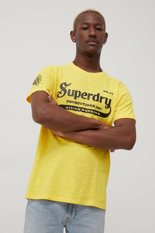 Bavlněné tričko Superdry žlutá