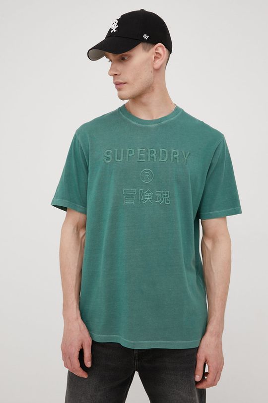 tmavě zelená Bavlněné tričko Superdry